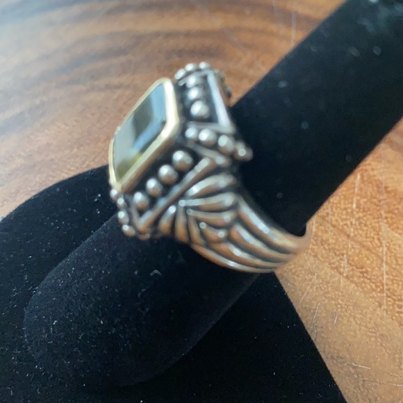 Stunning Vintage 925 Silver Ring & Earrings set with 14k Gold Trim - Picture 5 of 11